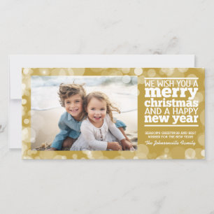 Cartes Pour Fêtes Annuelles Bokeh Gold Photo - Nous vous souhaitons un joyeux