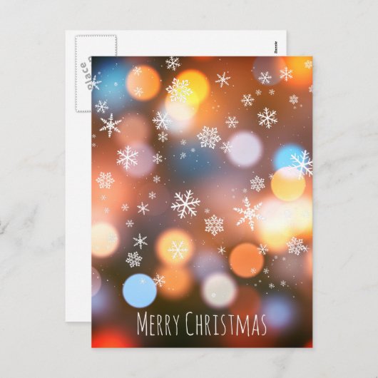 Cartes Pour Fêtes Annuelles Bokeh Lights Snowflakes - Design moderne Noël (Devant / Derrière)