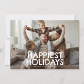 Cartes Pour Fêtes Annuelles Bold Fun White Typographie Photo HAPPIEST Christma (Devant)