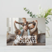 Cartes Pour Fêtes Annuelles Bold Fun White Typographie Photo HAPPIEST Christma (Debout devant)