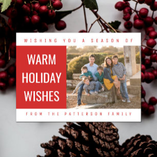 Cartes Pour Fêtes Annuelles Bold Geometric Holiday Photo Card Red