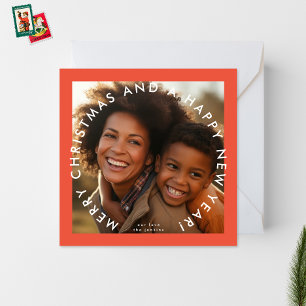Cartes Pour Fêtes Annuelles Bold Joyeux Noël Joyeux Nouvel An Carré photo
