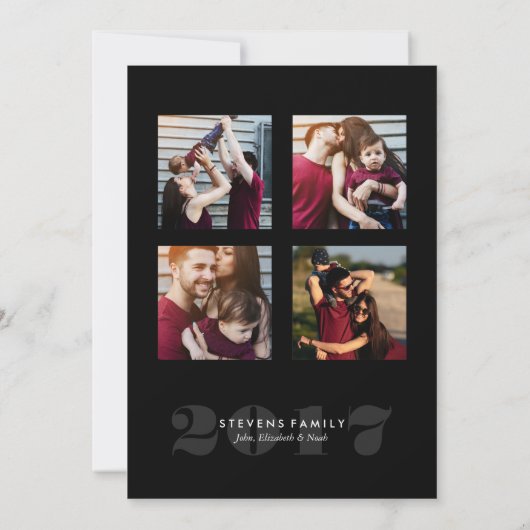 Cartes Pour Fêtes Annuelles Bold Joyeux Nouvel An 5-Photo (Dos)