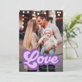 Cartes Pour Fêtes Annuelles Bold Love Script Purple Photo Saint-Valentin (Debout devant)