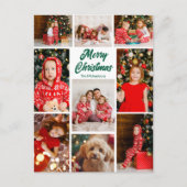 Cartes Pour Fêtes Annuelles Bold Merry Christmas Green Script Photo Collage (Devant)