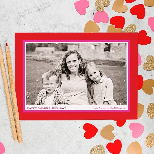 Cartes Pour Fêtes Annuelles Bold Red Frame Famille Saint Valentin