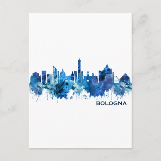 Cartes Pour Fêtes Annuelles Bologne Italie Skyline Bleu (Devant)