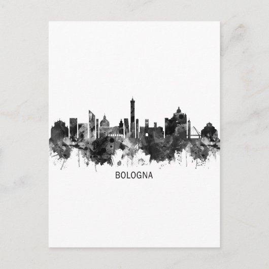 Cartes Pour Fêtes Annuelles Bologne Italie Skyline BW (Devant)