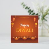 Cartes Pour Fêtes Annuelles Bon Diwali Lanterns et Diyas Greeting (Debout devant)