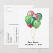 Cartes Pour Fêtes Annuelles Bon été Balloons de pastèque (Devant / Derrière)