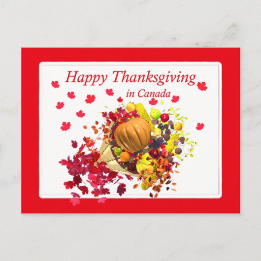 Cartes Pour Fêtes Annuelles Bon thanksgiving au Canada Cornucopia (Devant)
