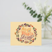 Cartes Pour Fêtes Annuelles Bon thanksgiving Automne Feuilles Wreath Typograph (Debout devant)