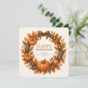 Cartes Pour Fêtes Annuelles Bon thanksgiving Automne Wreath Corporate