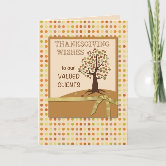 Cartes Pour Fêtes Annuelles Bon thanksgiving aux clients Points et Arborescenc (Devant)