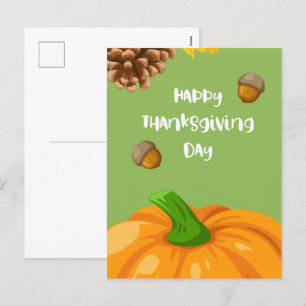 Cartes Pour Fêtes Annuelles Bon thanksgiving avec Citrouille mignon et pin