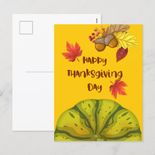 Cartes Pour Fêtes Annuelles Bon thanksgiving avec Citrouille mignon et pin