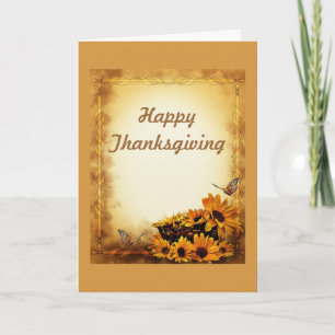 Cartes Pour Fêtes Annuelles bon thanksgiving avec tournesol et papillons