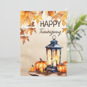 Cartes Pour Fêtes Annuelles Bon thanksgiving boho citrouille lanterne (Debout devant)