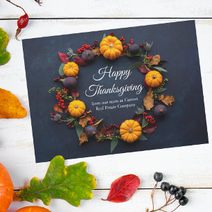 Cartes Pour Fêtes Annuelles Bon thanksgiving Business Citrouille Wreath Modern