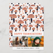 Cartes Pour Fêtes Annuelles Bon thanksgiving Champignons orange automne 2 Phot (Devant / Derrière)