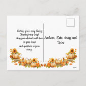 Cartes Pour Fêtes Annuelles Bon thanksgiving Citrouille (Dos)
