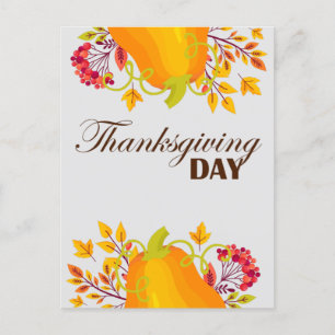 Cartes Pour Fêtes Annuelles Bon thanksgiving Citrouille de jour avec Feuilles 