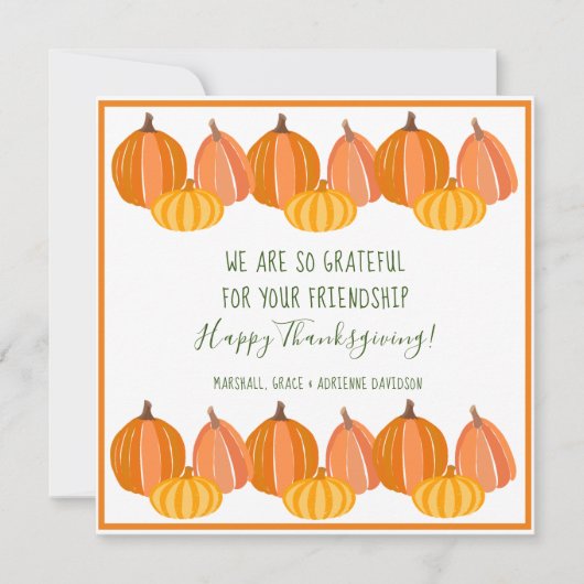 Cartes Pour Fêtes Annuelles Bon thanksgiving Citrouille moderne (Devant)