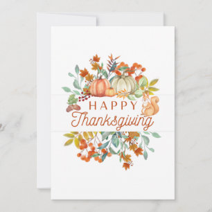 Cartes Pour Fêtes Annuelles Bon thanksgiving Citrouilles d'aquarelle, Berries 