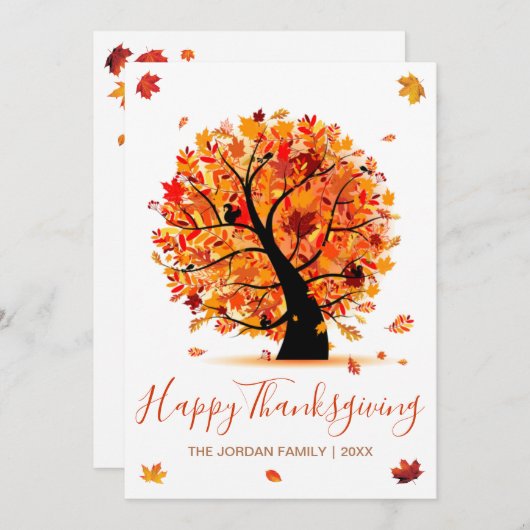 Cartes Pour Fêtes Annuelles Bon thanksgiving customisé Arbre d'automne (Devant / Derrière)