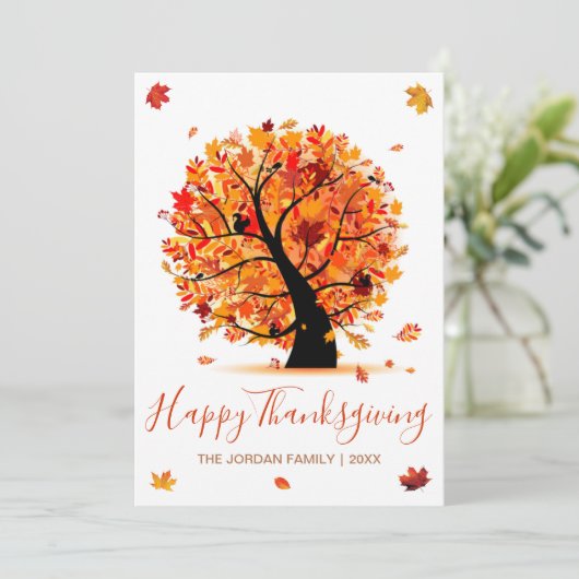 Cartes Pour Fêtes Annuelles Bon thanksgiving customisé Arbre d'automne (Debout devant)