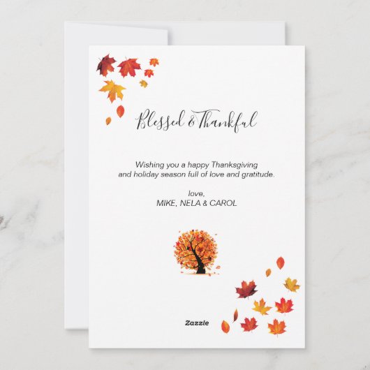 Cartes Pour Fêtes Annuelles Bon thanksgiving customisé Arbre d'automne (Dos)