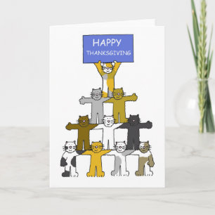 Cartes Pour Fêtes Annuelles Bon thanksgiving Cute Cartoon Chats