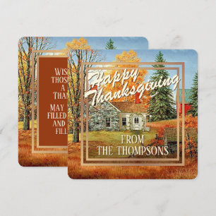 Cartes Pour Fêtes Annuelles Bon thanksgiving d'aquarelle de ferme personnalisé