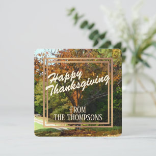 Cartes Pour Fêtes Annuelles Bon thanksgiving d'aquarelle de forêt personnalisé