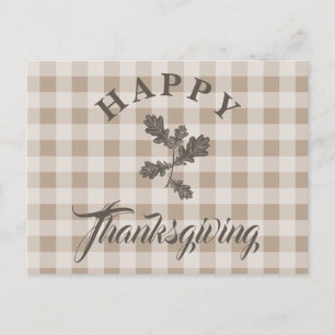 Cartes Pour Fêtes Annuelles Bon thanksgiving de feuillage moderne Taupe Plaid