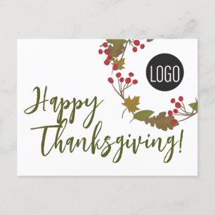 Cartes Pour Fêtes Annuelles Bon thanksgiving de logo personnalisé de l'entrepr
