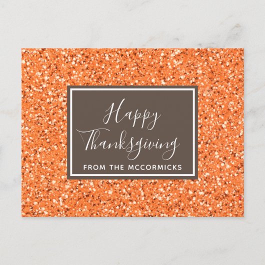 Cartes Pour Fêtes Annuelles Bon thanksgiving de Parties scintillant orange d'a (Devant)
