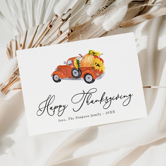 Cartes Pour Fêtes Annuelles bon thanksgiving de script de camion citrouille