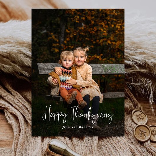 Cartes Pour Fêtes Annuelles Bon thanksgiving de script moderne photo