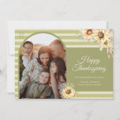 Cartes Pour Fêtes Annuelles Bon thanksgiving de tournesols d'arc vert moderne (Devant)