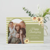 Cartes Pour Fêtes Annuelles Bon thanksgiving de tournesols d'arc vert moderne (Debout devant)