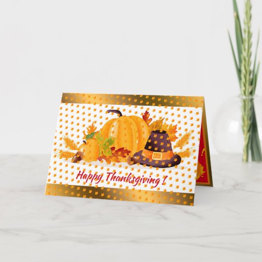 Cartes Pour Fêtes Annuelles Bon thanksgiving d'or (Devant)
