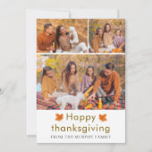 Cartes Pour Fêtes Annuelles Bon thanksgiving élégant Feuilles d'automne 3 Phot (Devant)