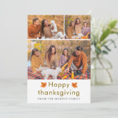 Cartes Pour Fêtes Annuelles Bon thanksgiving élégant Feuilles d'automne 3 Phot (Debout devant)