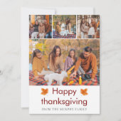 Cartes Pour Fêtes Annuelles Bon thanksgiving élégant Feuilles d'automne 4 Phot (Devant)