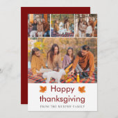 Cartes Pour Fêtes Annuelles Bon thanksgiving élégant Feuilles d'automne 4 Phot (Devant / Derrière)