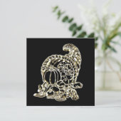Cartes Pour Fêtes Annuelles Bon thanksgiving Élégant Golden Cornucopia (Debout devant)