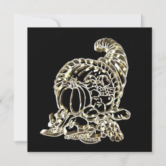 Cartes Pour Fêtes Annuelles Bon thanksgiving Élégant Golden Cornucopia (Devant)
