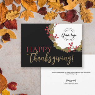 Cartes Pour Fêtes Annuelles Bon thanksgiving élégant Logo d'entreprise personn