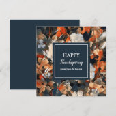 Cartes Pour Fêtes Annuelles Bon thanksgiving élégant script d'automne floral (Devant / Derrière)